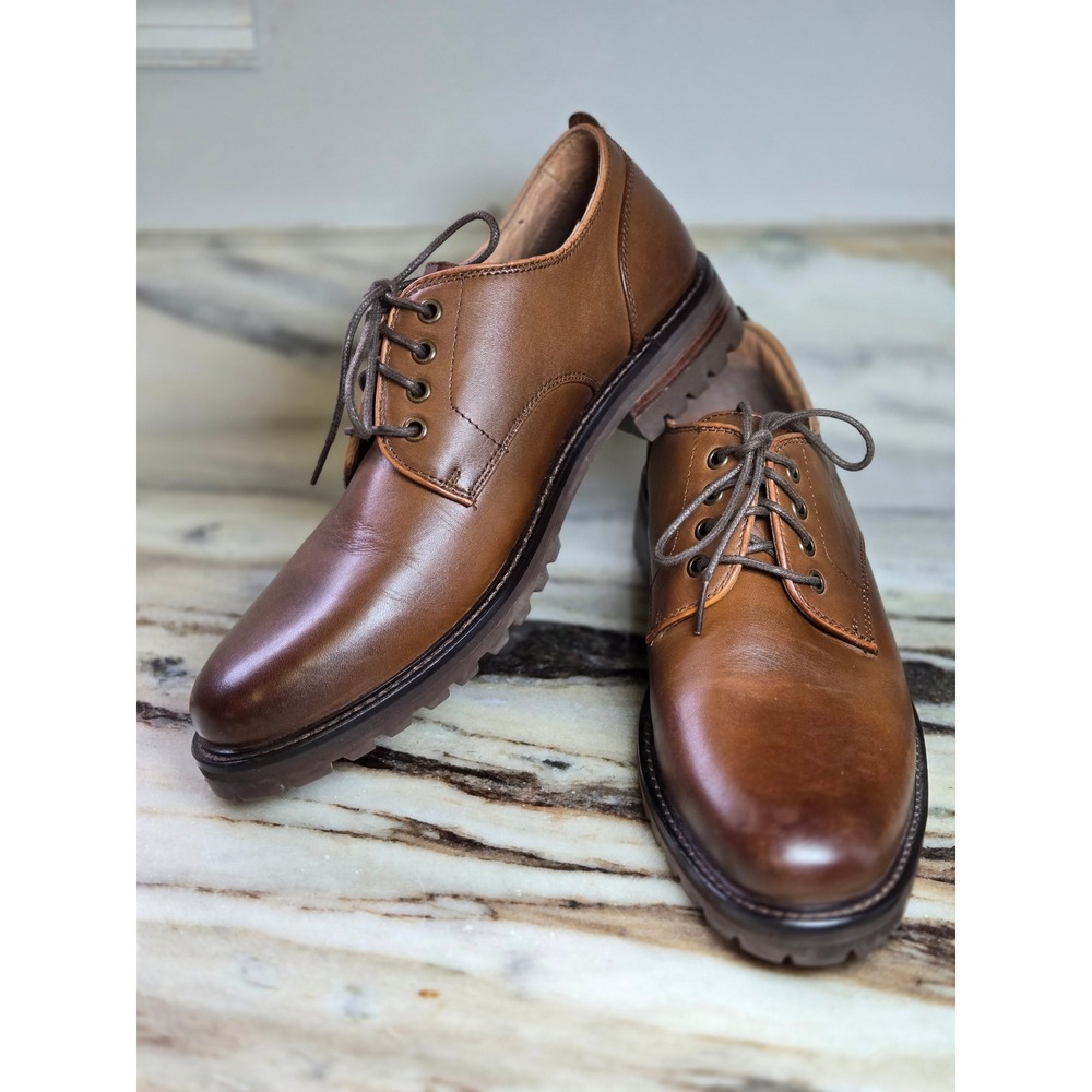 Mark Nason Los Angeles Mens Brown Leather Lug Sole Plain Toe Derby Oxford Shoes